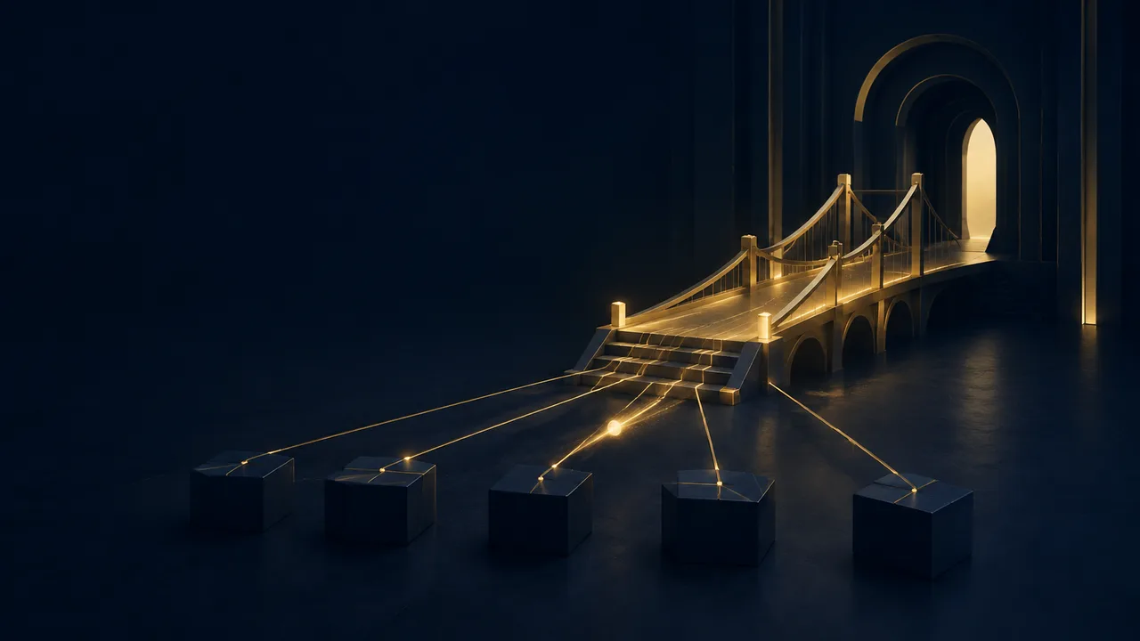 Goldene Verbindungen führen einzelne Grundlagen zu einem ersten Arbeitsweg zusammen